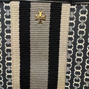 Tory Burch Black and Cream Patterned Tote. Rare Find